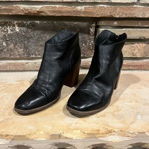 Clarks Lora Lana Black Leather Ankle Boots